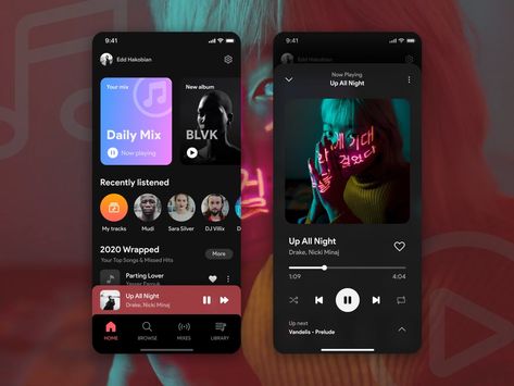 Music App Design, Music Player Design, Music Streaming App, Music Player App, Ux App Design, App Design Layout, Streaming Music, Color Design Inspiration, App Interface Design