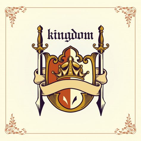 Kingdom Logo Design, Night Kingdom, Kingdom Logo, Plan Board, Fantasy Logo, Monogram Template, Shield Vector, Hero Logo, Local Heroes