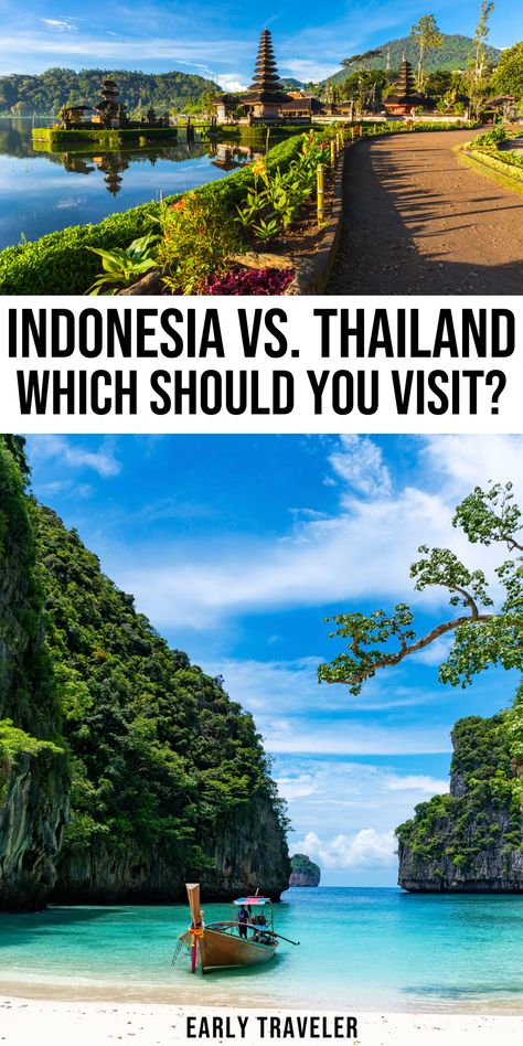 Are you trying to decide between Indonesia and Thailand? This travel guide will help you make your decision to plan the best trip for you. Use this guide to complete your travel itinerary for either Indonesia or Thailand, or both! Indonesia Itinerary, Thailand Travel Destinations, Turkey Europe, Best Thai Food, Thailand Travel Tips, Thailand Travel Guide, Best Thai, Best Trip, Unique Travel