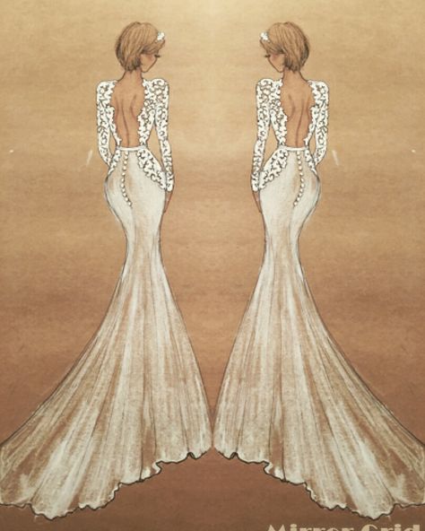 Backless Dress Drawing, Bridal Illustration, Wedding Dress Illustrations, Dress Illustration, Fashion Illustration Dresses, Dress Drawing, Fashion Illustration Sketches, Dress Sketches, Art And Fashion