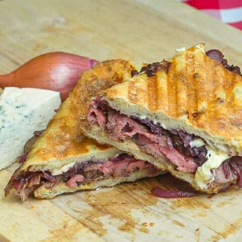 Blue Cheese Steak Panini with Red Onion Jam - Rock Recipes Steak Panini, Panini Sandwich Recipes, Steak Blue Cheese, Blue Cheese Steak, Best Panini Recipes, Cuban Pork Sandwich, Panini Press Recipes, Sandwich Recipes Panini, Leftover Steak Recipes