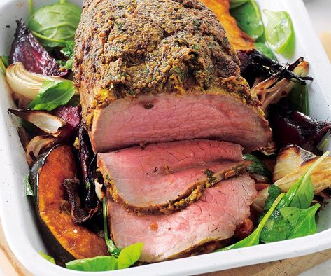 Mustard-crusted roast beef Recipe For Roast Beef, Recipe For Roast, Beef Pasta Recipes, Lamb Dinner, Roast Vegetables, Rosemary Potatoes, Seasonal Vegetables, Roast Beef Recipes, Weekend Dinner