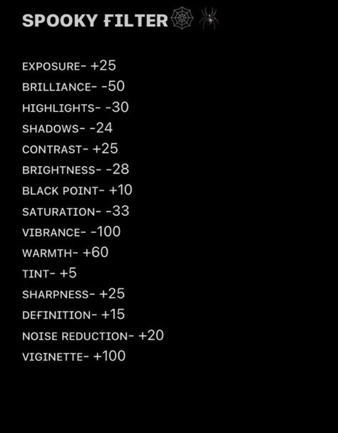 Creepy Instagram Photos, Spooky Photo Editing Iphone, Iphone Photo Edit Settings Halloween, Dark Photo Editing Iphone, Spooky Filter Iphone, Halloween Filter Iphone, Picture Adjustments Iphone, Horror Photo Editing, Halloween Photo Edit Iphone