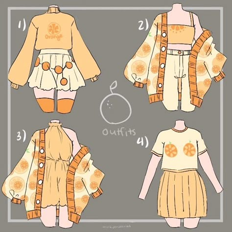 Types Of Clothes, Clothing Sketches, Art Outfits, Dress Design Drawing, Clothing Design Sketches, Orange Outfit, Drawing Anime Clothes, Dress Design Sketches, Sopot