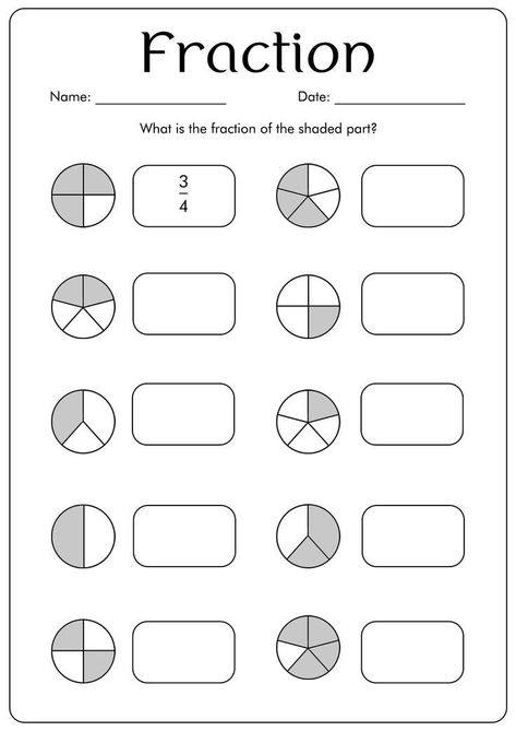 Learn 4 ways to identify fractions with these printable worksheets! Perfect for math centers or homework. Includes a PDF with answer key. #fractions #mathcenters Montessori Math Activities, Math Addition Worksheets, Preschool Workbooks, Maths Worksheets, Mathematics Worksheets, Homeschool Worksheets, Kids Math, Chinese Lessons, School Testing