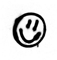 Graffiti smiling face emoticon in black on white Vector Image Smiling Face, Smiley Face, Smiley, Vector Images, Graffiti, Black And White, White, Black