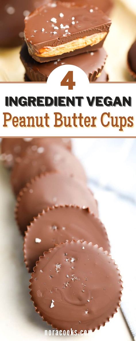 Reece’s Peanut Butter Cups, Vegan Reeses Cups, Resses Peanut Butter Cups Healthy, Healthy Vegan Dessert, Nora Cooks, Vegan Peanut Butter Cups, Healthy Peanut Butter Cups, Cheesecake Vegan, Homemade Peanut Butter Cups