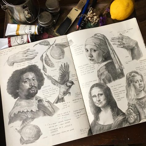 #classicalart #classic #paintingart Full Sketchbook, Sketchbook Pencil, Pencil Portrait Drawing, Art Alevel, Indie Drawings, Study Journal, Artist Sketchbook, Human Reference, Sketchbook Art Journal