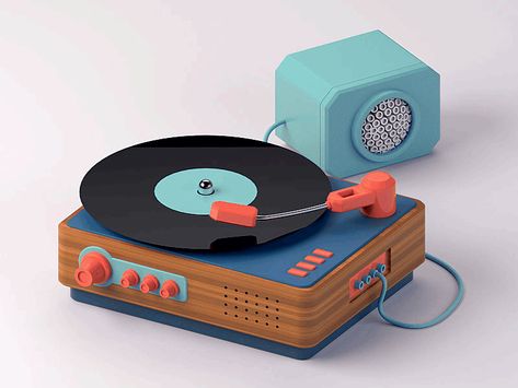 Posca Marker, Retro Gadgets, 3d Concept, Motion Design Animation, 3d Artwork, 3d Modelling, Record Player, Cinema 4d, 3d Illustration