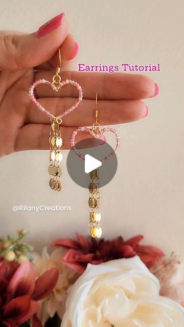 Butterfly Tutorial, Hearts Earrings, Heart Earring, Valentines Earrings, Pearl Heart, I'm Busy, Earring Tutorial, Youtube Link, Jewelry Making Tutorials