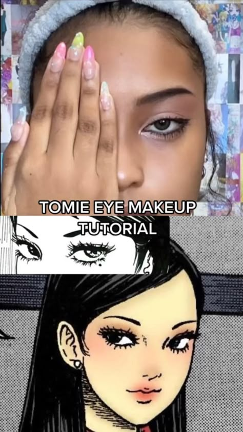 Tomie Eye Makeup, Tomie Makeup, Doll Eye Makeup, Cute Eye Makeup, Makeup Help, Swag Makeup, Face Makeup Tips, Face Makeup Tutorial, Pinterest Makeup