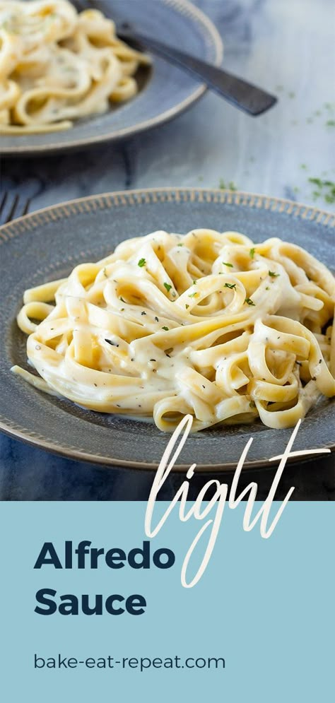 Quick Alfredo Sauce Without Heavy Cream, Premade Alfredo Sauce Recipes, Lighter Alfredo Sauce Recipe, No Heavy Cream Alfredo Sauce, Pasta With Light Cream Sauce, Light Cream Pasta Sauce, Light Chicken Alfredo Recipe, No Cream Alfredo Sauce, Light Fettucini Alfredo