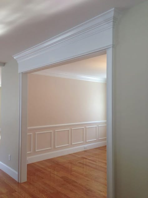 Casing Around Openings, Cased Opening Ideas, Framed Opening Between Rooms, Case Opening Ideas, Cased Doorway, Large Cased Opening, Cased Openings Between Rooms, Doorway Trim, Cased Opening