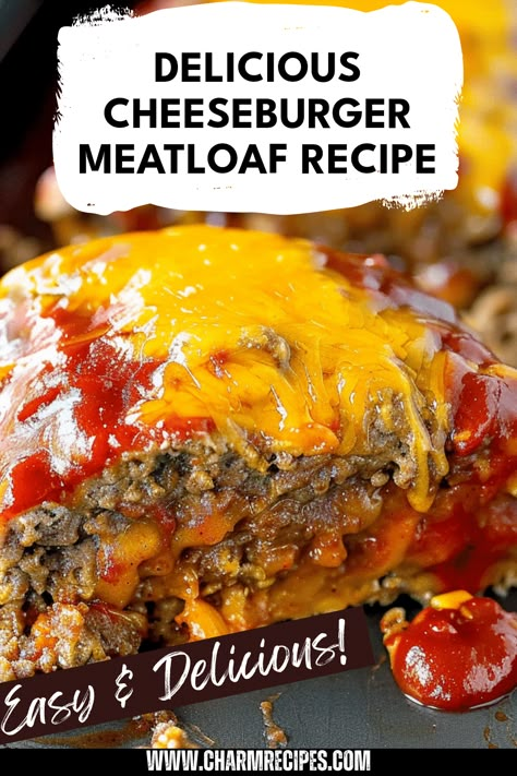 This cheeseburger meatloaf recipe is a comforting twist on the classic cheeseburger that you will absolutely love. Combining ground beef, cheese, and all the favorite toppings of a cheeseburger, this dish offers incredible flavors encased in hearty meatloaf. Perfect for weeknight dinners or a fun family meal, this delicious dish is both straightforward to make and filling. Try this unique meatloaf for a new take on a beloved favorite everyone will enjoy. You'll find it’s a fun way to bring cheeseburger flavors to the dinner table! Cheese Burger Meatloaf, Meatloaf Cheeseburger, Unique Meatloaf, Unique Meatloaf Recipes, Bacon Cheddar Meatloaf, Bacon Wrapped Cheeseburger, Cheeseburger Meatloaf Recipes, Classic Cheeseburger, Bacon Cheeseburger Meatloaf