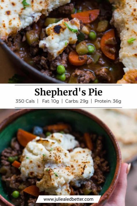 Healthy Shepards Pie, Julie Ledbetter, Low Cal Dinner, Healthy Dinner Recipe, Macro Friendly Recipes, High Protein Low Calorie, Winter Dinner Recipes, Macro Meals, Shepherd's Pie