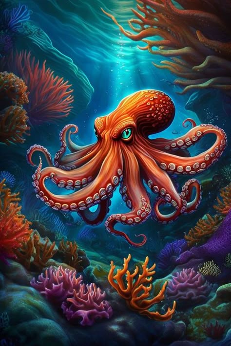 Drew Brophy, Octopus Tattoo Ideas, Cool Sea Creatures, Aquarium Coffee Table, Octopus Artwork, Scenery Drawing For Kids, Secret Painting, Underwater Wallpaper, Gothic Decor Bedroom