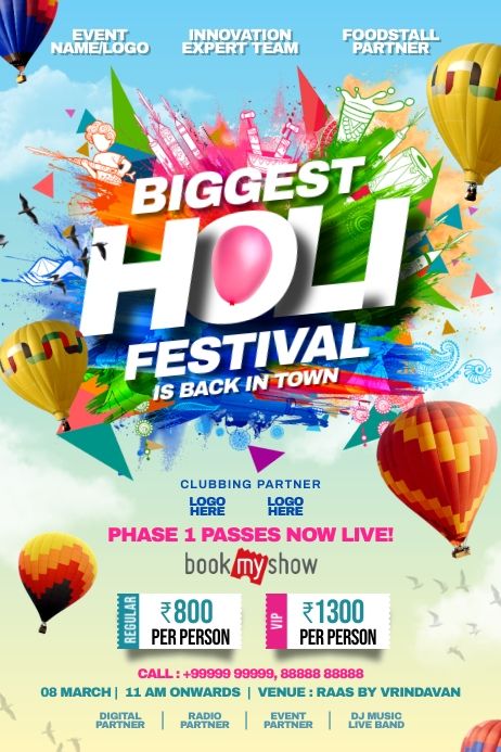 Festival Poster Ideas, Holi Ideas, Holi 2023, Canva Tricks, Party Design Poster, Holi Color, Festive Poster, Holi Poster, Holi Party