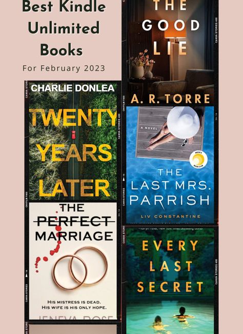 Looking for the best Kindle Unlimited Books of February 2023? Here are my top 5 thriller/mystery recommendations. Kindle Best Books, Best Seller Books 2023, Books To Read Kindle Unlimited, Stuff Your Kindle Day 2023, 2023 Mystery Books, Best Mystery Books 2023, Psychological Thriller Books, Romantic Thriller Books, New Thriller Books 2024