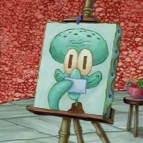 Realistic Spongebob, Things To Paint Spongebob, Paint Spongebob, Spongebob Gary, Squidward Art, Squidward Painting, Spongebob Frames, Spongebob Things, Spongebob Art