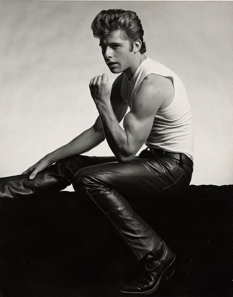 Maxwell Caulfield, Bad Michael, Shirtless Actors, Dance Magazine, Mens Leather Pants, Marlon Brando, Leather Jeans, Biker Leather, Movie Photo