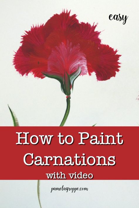 You can learn How to Paint Carnations, quickly and easily. Join me for this fun paint a carnation tutorial. One brush and a few acrylic paints and you can create lovely diy gifts, crafts and paintings. One stroke at a time. #onestroke #easycrafts #diysigns Paint Carnations, Spain Gifts, Texture Painting Techniques, Garden Totem, Artsy Background, Learn Watercolor, Learn How To Paint, Acrylic Painting For Beginners, Round Brush