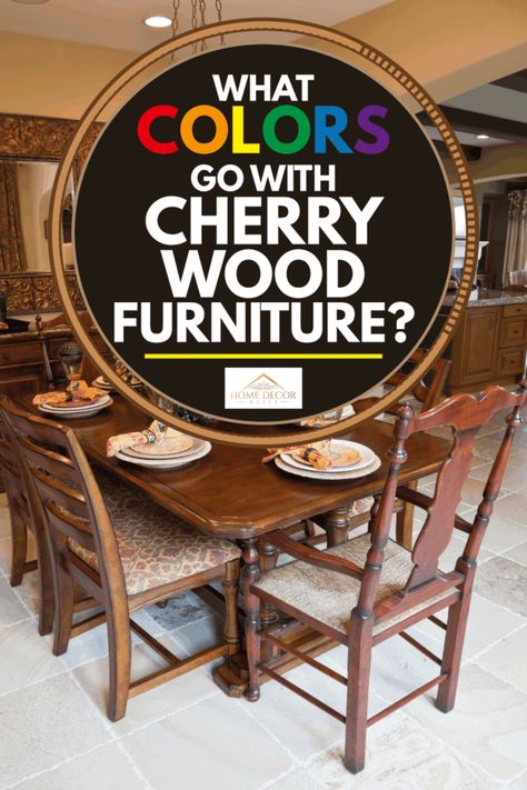 What Colors Go With Cherry Wood Furniture? - Home Decor Bliss Dark Cherry Furniture, Cherry Wood Bedroom Furniture, Cherry Wood Bedroom, Bedroom Fixtures, Wood Bedroom Decor, Wood Floor Stain Colors, Cherry Bedroom Furniture, Cherry Wood Kitchens, Faux Wood Flooring