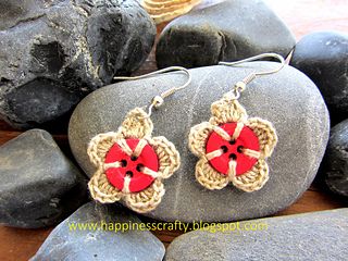 Crochet_button_earrings_small2 Crochet Jewlery, Crochet Button, Knit Jewelry, Crochet Jewelry Patterns, All Free Crochet, Crochet Buttons, Crochet Bracelet, Crochet Motifs, Granny Square Crochet Pattern