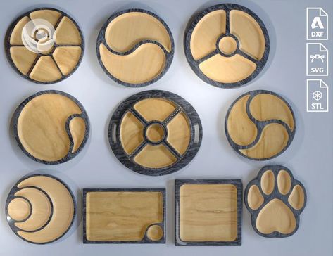 Custom Rolling Tray, Cnc Router Table, Router Templates, Geometric Tray, 3d Print Files, Router Projects, Cnc Router Bits, Japanese Plates, Wooden Trays