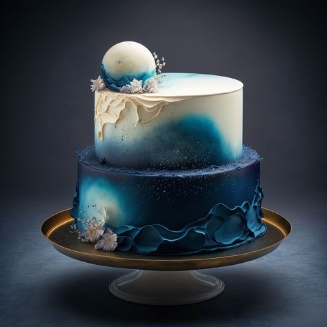 Blue Gradient Cake, Gradient Cake, How To Stack Cakes, Blue Gradient, Cake Inspiration, Cake, Blue