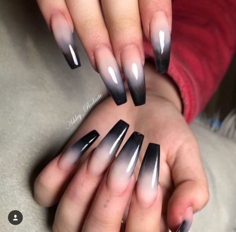 Black Glitter Ombre Nails Coffin, Baby Boomer Nero, Halloween Ombre Nails Coffin, Ombre Nails Halloween, Halloween Ombre Nails, Orange Ombre Nails, Black Ombre Nails, Baby Boomers Nails, Unghie Sfumate