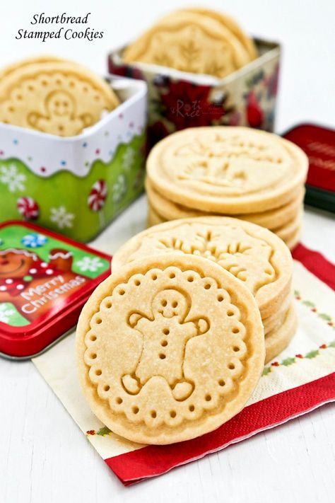 Imprint Cookies Recipe, Stamped Shortbread Cookies, Stamp Cookies Recipe, Pressed Cookies, Molded Cookies, Stamped Cookies, Embossed Cookies, Shortbread Recipes, Xmas Cookies