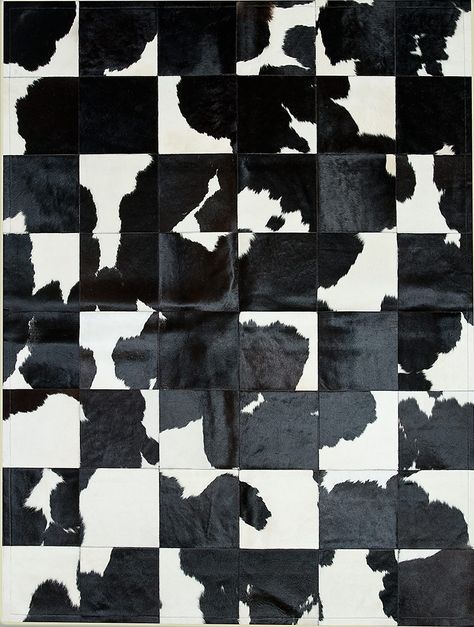 Black White 30x30 Natural Cowhide Rug from the Cowhide Rugs collection at Modern Area Rugs Wall Pics, Richard Quinn, Modern Rug Design, Cowhide Rugs, Black Cow, Leather Rug, Animal Prints Pattern, Cowhide Rug, Leather Art