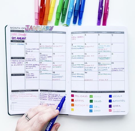 Monthly Planner Ideas Inspiration, How To Set Up Planner, Setting Up My Planner, What To Include In Your Planner, Passion Planner Ideas, How To Use Multiple Planners, Content Planner Bullet Journal, Color Coding Planner, Planner Setup