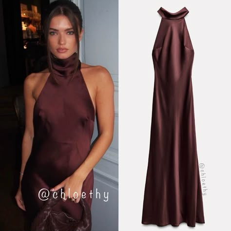 New With Tag Brand Zara Zara F/W 2024 Collection Long Dress Made Of Satin Effect Fabric. Tied Halter Neck. Open Back And Hidden In-Seam Zip Closure. Color Wine | 8739/331 Outer Shell 100% Polyester Which Has At Least: Outer Shell 100% Rcs-Certified Recycled Polyester