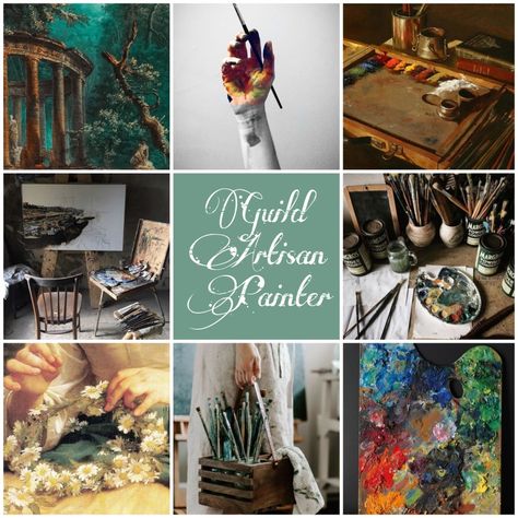 painters, limners, sign-makers Guild Artisan Dnd, Fantasy Aesthetics, Dnd Backgrounds, Fantasy Au, Moodboard Inspo, Roll Play, Sign Maker, Oc Ideas, Game Board