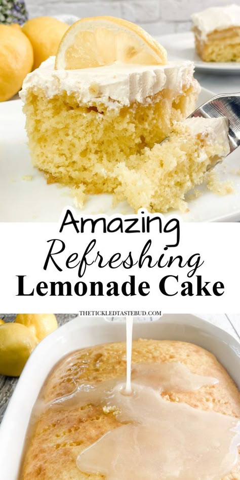 Sweet Tea And Lemonade Cake, Lemonade Cake Recipe Easy, Light Refreshing Desserts, Lemonade Desserts, Lemonade Cake Recipe, Summer Party Desserts, Baking Deserts, Shelf Cooking, Cake Cravings