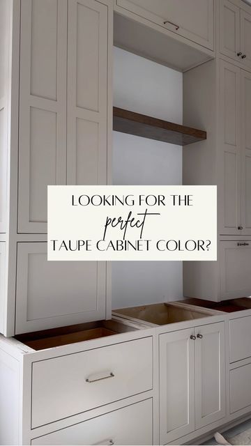 Nimbus Cabinets Benjamin Moore, Taupe Kitchen Cabinets Gold Hardware, Marquis Cabinets Classic Taupe, Collingwood Cabinets Benjamin Moore, Taupe Cabinet Paint Colors, Sw Tony Taupe Cabinets, Light Taupe Cabinets, Benjamin Moore Taupe Cabinets, Kensington Taupe Paint