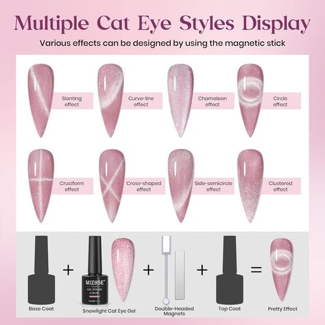 MIZHSE Cat Eye Gel Nail Polish with Magnet Stick Smoothies Wide Cat's Eye Magnetic Gel Nail Polish Soak Off UV LED Ideal for Nail Art Design : Amazon.co.uk: Beauty Uv Nail Polish, Cat Eye Nails Polish, Magnetic Nail Polish, Eye Nail Art, Cat Eye Gel Polish, Manicure Nail Designs, Gel Nail Extensions, Magnetic Nails, Nail Design Inspiration