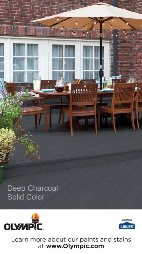 DEEP CHARCOAL is a part of the Olympic Stains - Solid collection by Olympic® Stains. Exterior Wood Stain Colors, Deck Stain Colors, Solid Stain Colors, Cedar Stain, Deck Stain, Solid Stain, Exterior Wood Stain, Deck Colors, Deck Paint