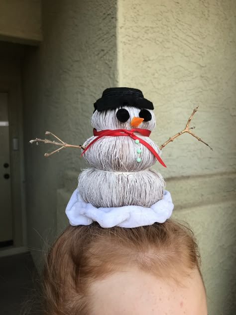 Winter Crazy Hair Day, Holiday Crazy Hair Day, Wacky Christmas Hair, Christmas Crazy Hair Day At School, Snowman Hairstyle, Crazy Hair Day Christmas, Christmas Crazy Hair, Christmas Crazy Hair Day, All Pink Hair