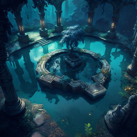 ArtStation - Ancient Fountain, James B Ancient Fountain, Water Temple, Fantasy City, Fantasy Setting, Fantasy Places, Fantasy Art Landscapes, Fantasy Aesthetic, Fantasy Concept Art, God's Plan