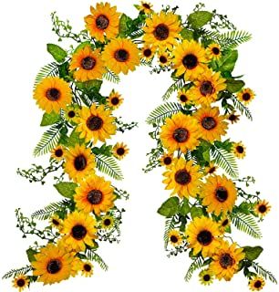 Vine Greenery, Arch Home, Sunflower Garland, Sunflower Wedding Decorations, Sunflower Leaves, Sunflower Head, Table Backdrop, Flower Garland Wedding, Autumn Holiday