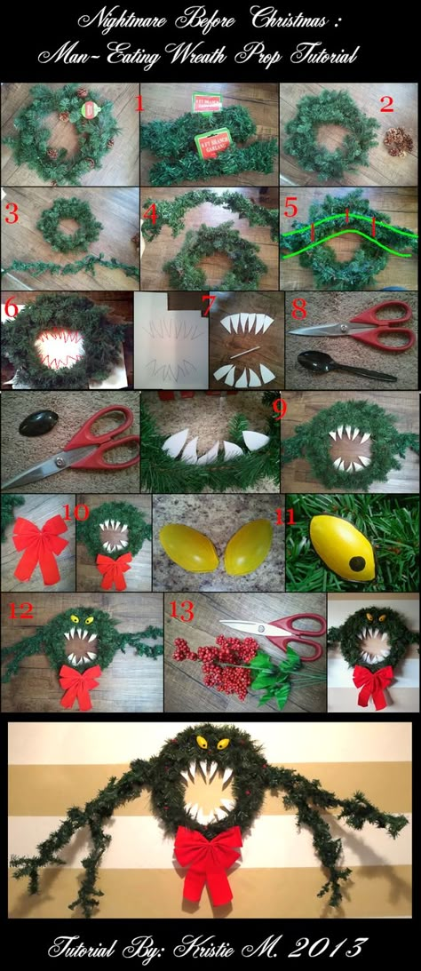 Diy Nightmare Before Christmas, Scary Man, Nightmare Before Christmas Wreath, Nightmare Before Christmas Tree, Nightmare Before Christmas Decorations, Man Eating, Core Board, Christmas Props, Creepy Christmas