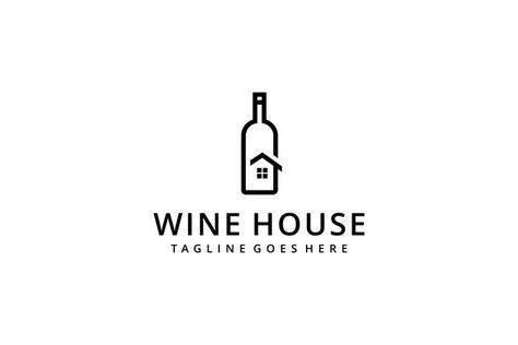 Wine Bottle Logo, Wine Logo Design, Whiskey Logo, Bottle Logo, Alcohol Bar, Bottle House, Wine Logo, Wine House, Logo Background