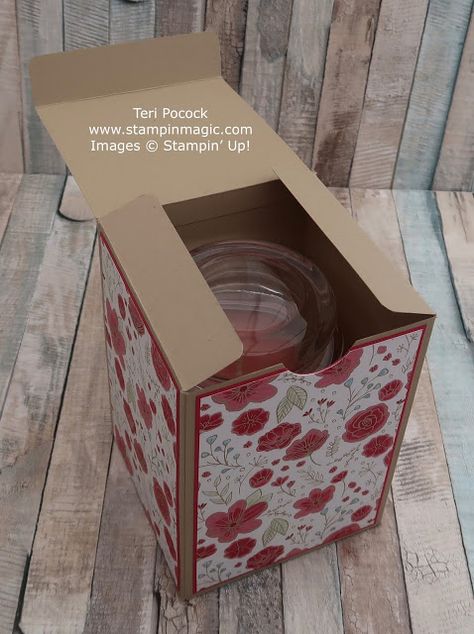 Stampin Up Gift Boxes, Stampin Up Boxes, Paper Box Tutorial, Diy Boxes, Origami Templates, Floral Frames, Large Gift Boxes, Treat Holders, Paper Boxes