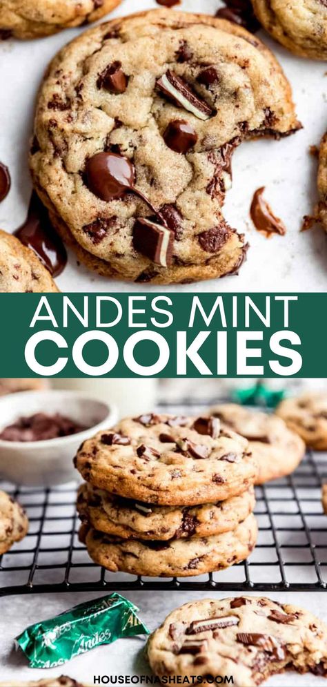 Andies Mint Cookies, Andes Mint Recipes, Andes Mint Cookies, Andes Mint Chocolate, Mint Desserts, Mint Chocolate Chip Cookies, Chocolate Mint Cookies, Andes Mint, Mint Recipes