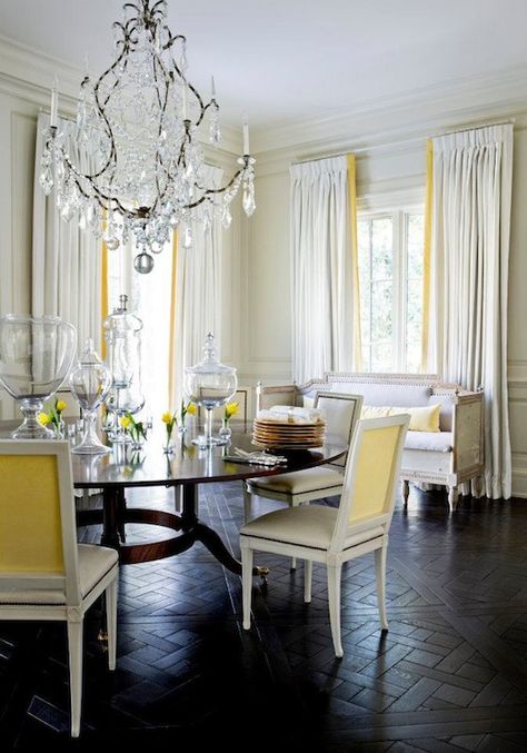 Melanie Turner Interiors, Yellow Dining Room, Suzanne Kasler, Grey Dining Room, Real Estat, Grey Dining, Atlanta Homes, Dining Room Design, Room Table