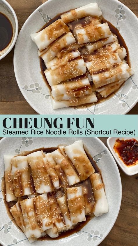 Cheung Fun Sauce, Traditional Cantonese Recipes, Rice Noodle Rolls Recipe, Cheung Fun Recipe, Lam Recipes, Steamed Rice Rolls, Cantonese Recipes, Hongkong Food, Rice Noodle Rolls