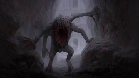 ArtStation - Cave monster, Anastasia Sekmen Cave Monster, Halo Flood, Dark Cave, Cave Paintings, Monster Concept Art, Fantasy Monster, Creature Concept Art, Creature Concept, Monster Art