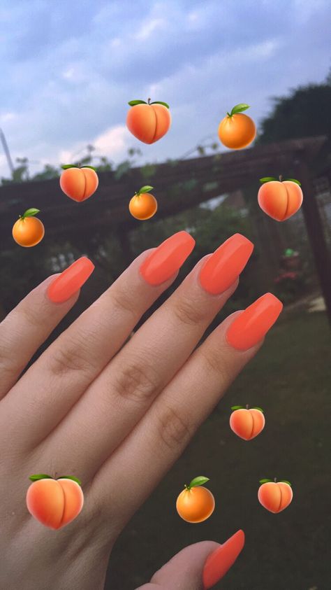 Acrylic Nails Narrow Square, Nails Narrow Square, Nails Acrylic Orange, Orange Acrylics, Acrylic Nails Square, Summer Holiday Nails, Orange Acrylic Nails, Gel Nails Long, Nail Goals